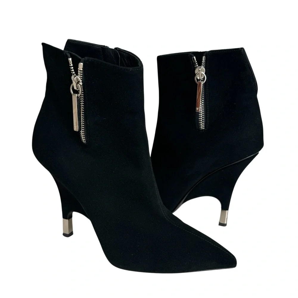 Giuseppe Zanotti Ankle Zip Booties Black Suede
